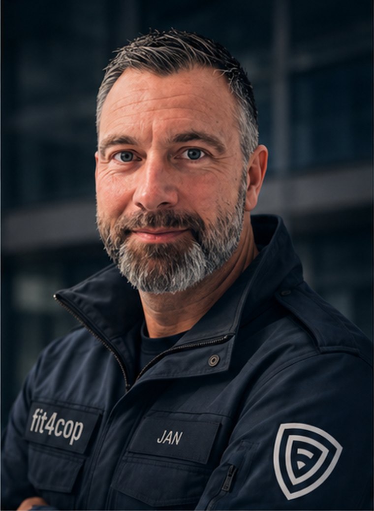 Jan Barysch, Geschäftsführer, in fit4cop-Jacke