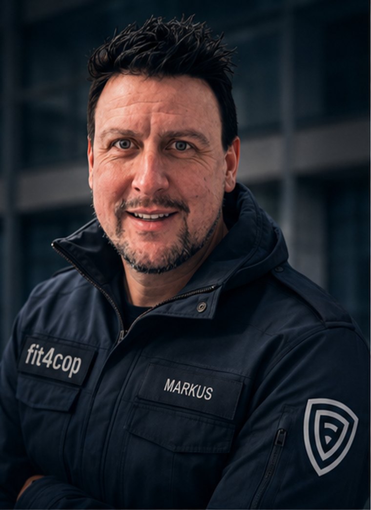 Markus Merker, Gründer von fit4cop, in fit4cop-Jacke